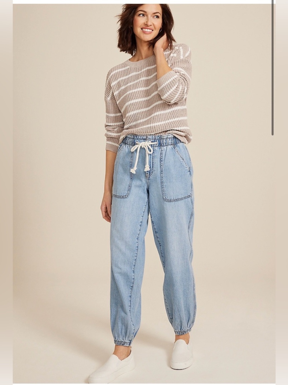 NWOT Maurices Light Blue Drawstring Denim Joggers size 2L